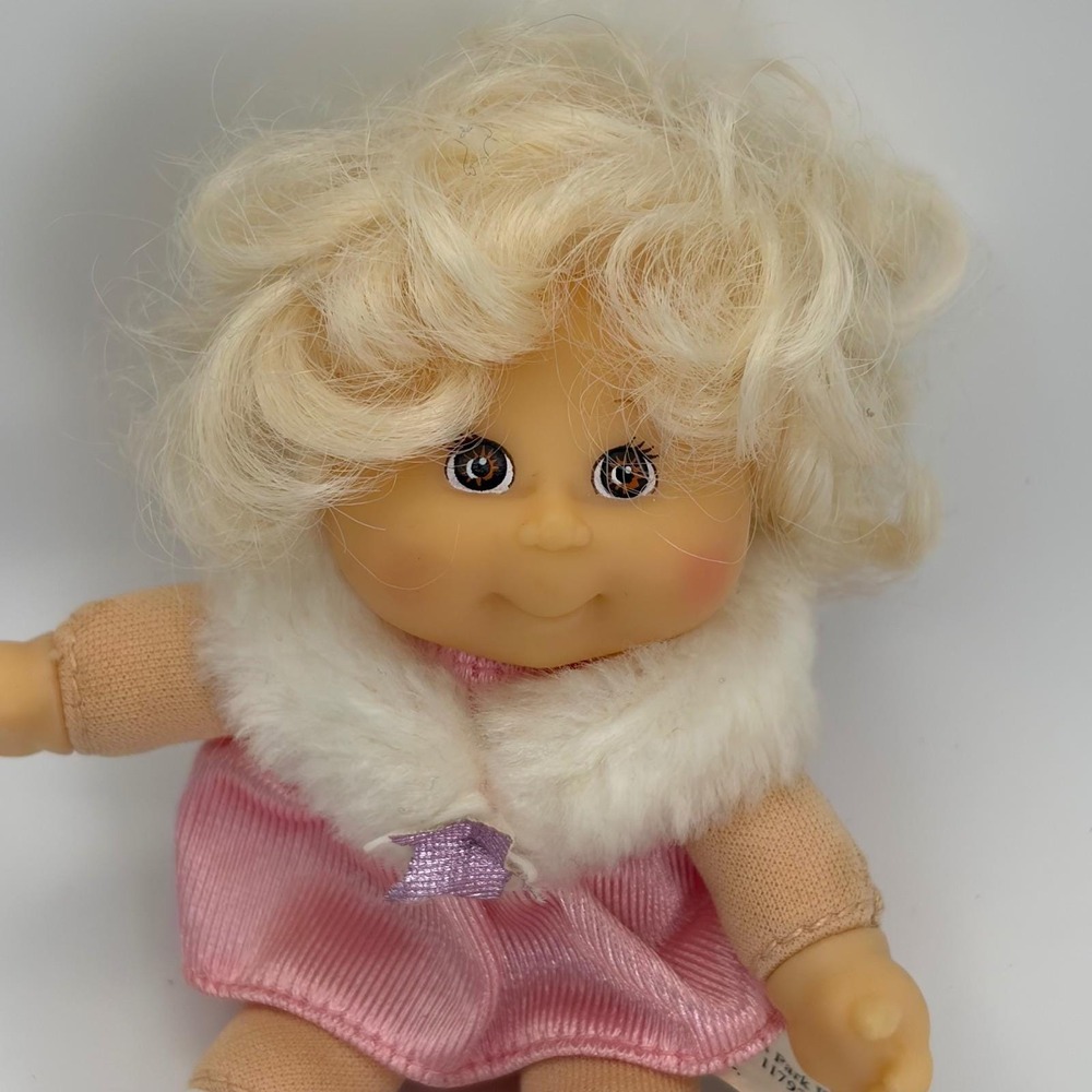 Vintage 1995 Cabbage Patch Kids Mattel Doll Blonde Pink Dress 5 Inch No Box - Picture 2 of 8